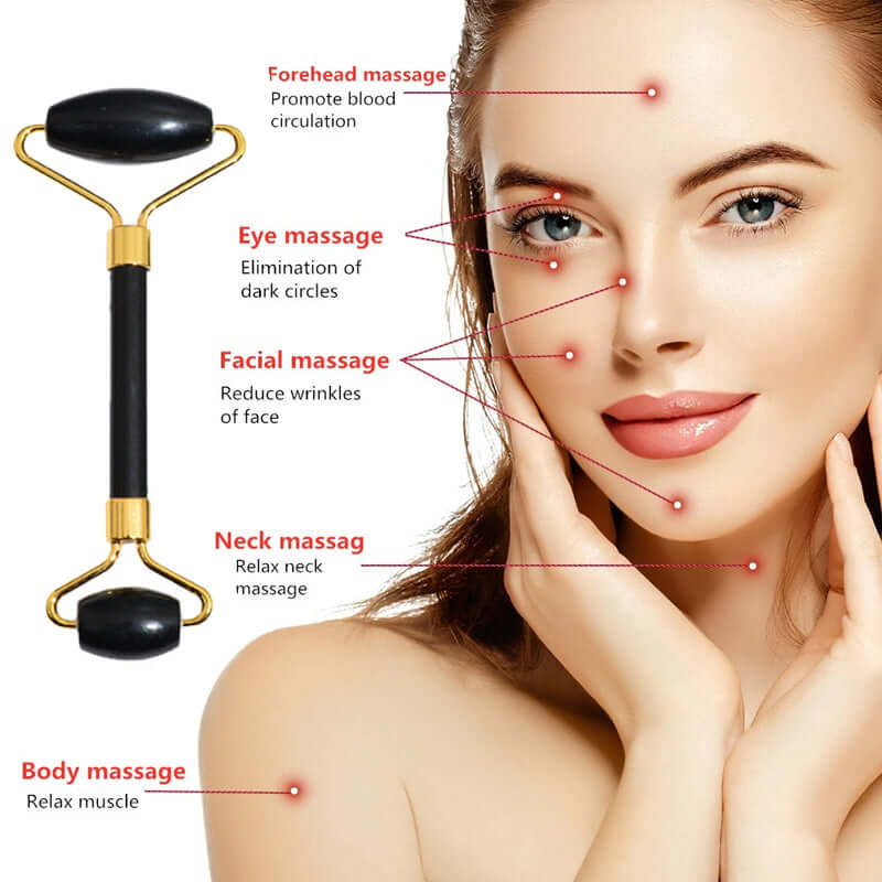 Beauty Face Care Massage Jade Device for skincare routine, promoting relaxation and youthful appearance.