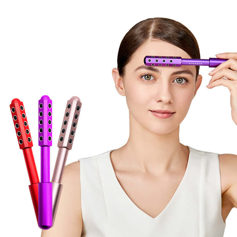 30 Germanium Beauty Stick Massage in use on facial skin, highlighting its massaging stones functionality.