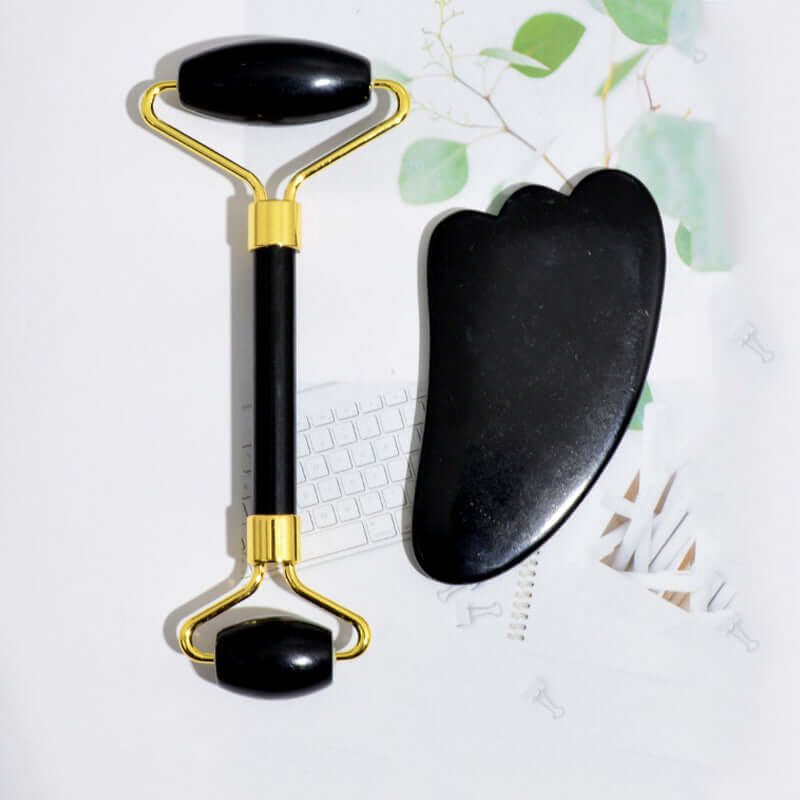 Beauty Face Care Massage Jade Device for skincare routine, promoting relaxation and youthful appearance.