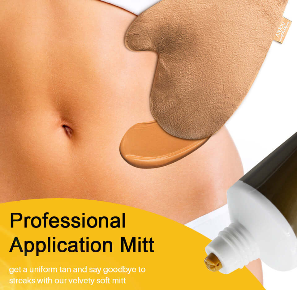 Tanning Cream Body Lotion in a tube, showing before and after results of self tanning on legs.