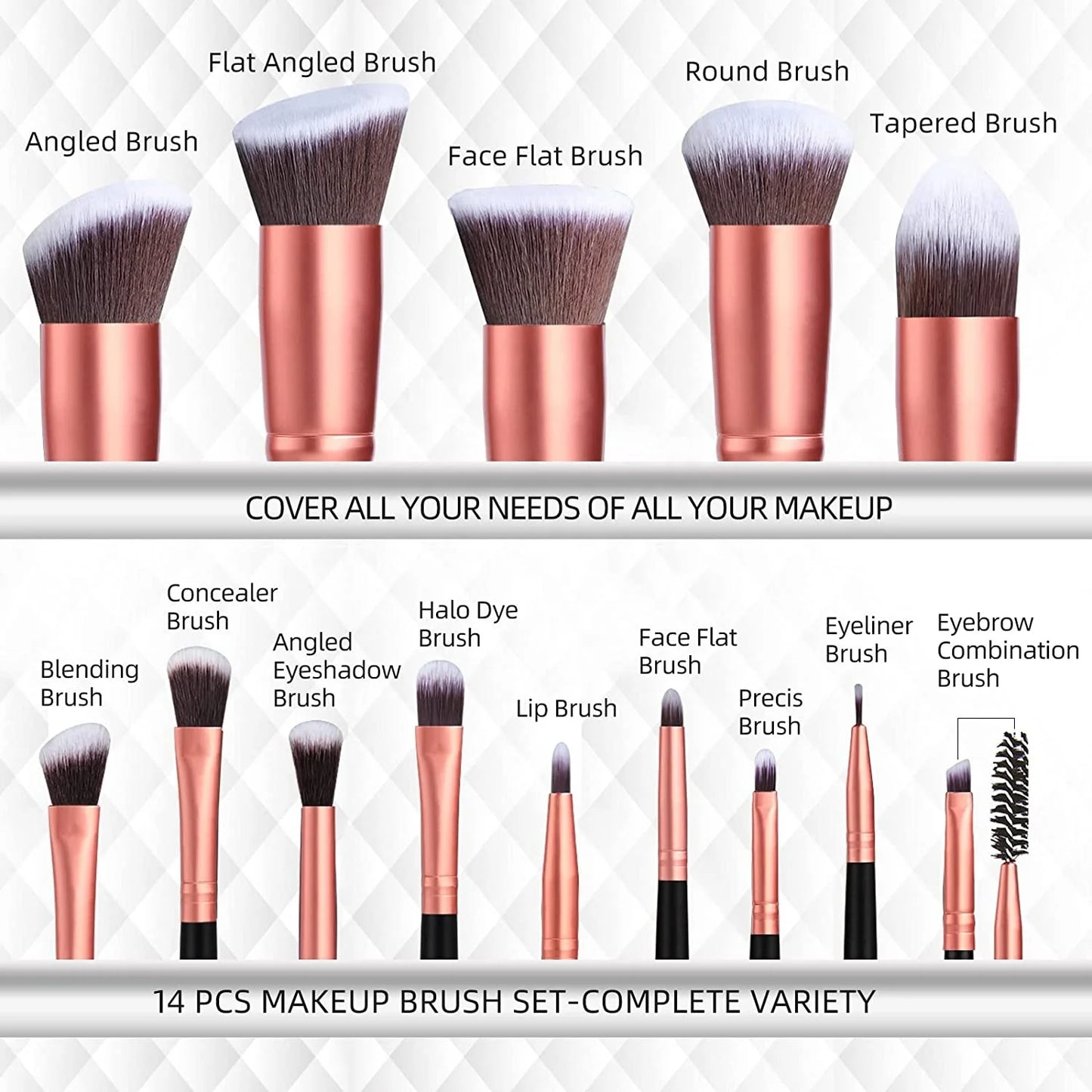 Virelle Rose Gold 14-Piece Makeup Brush Set