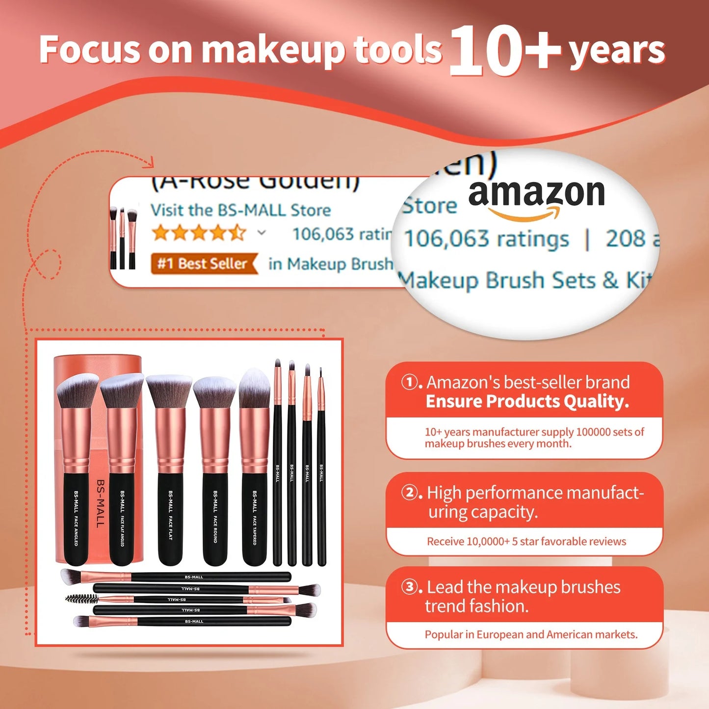 Virelle Rose Gold 14-Piece Makeup Brush Set