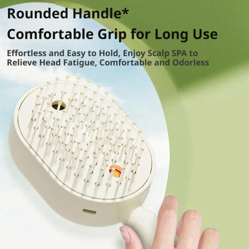 Electric Essential Oil Spray Air Cushion Massage Comb 3-in-1 Rechargeable Steam Hair Brush Anti-Tangle Frizzy Air Cushion Comb