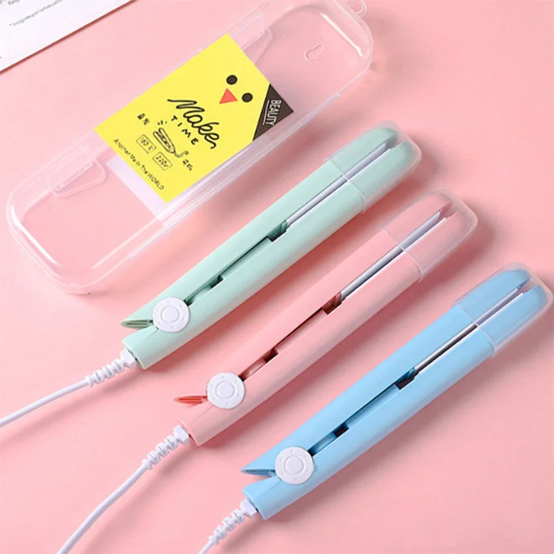 Hair Straightener Flat Iron 2 in 1 Mini Bangs Hair Straightener Beauty Flat Iron Heating Curler Ceramic Tourmaline Plate