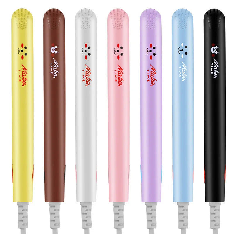 Hair Straightener Flat Iron 2 in 1 Mini Bangs Hair Straightener Beauty Flat Iron Heating Curler Ceramic Tourmaline Plate