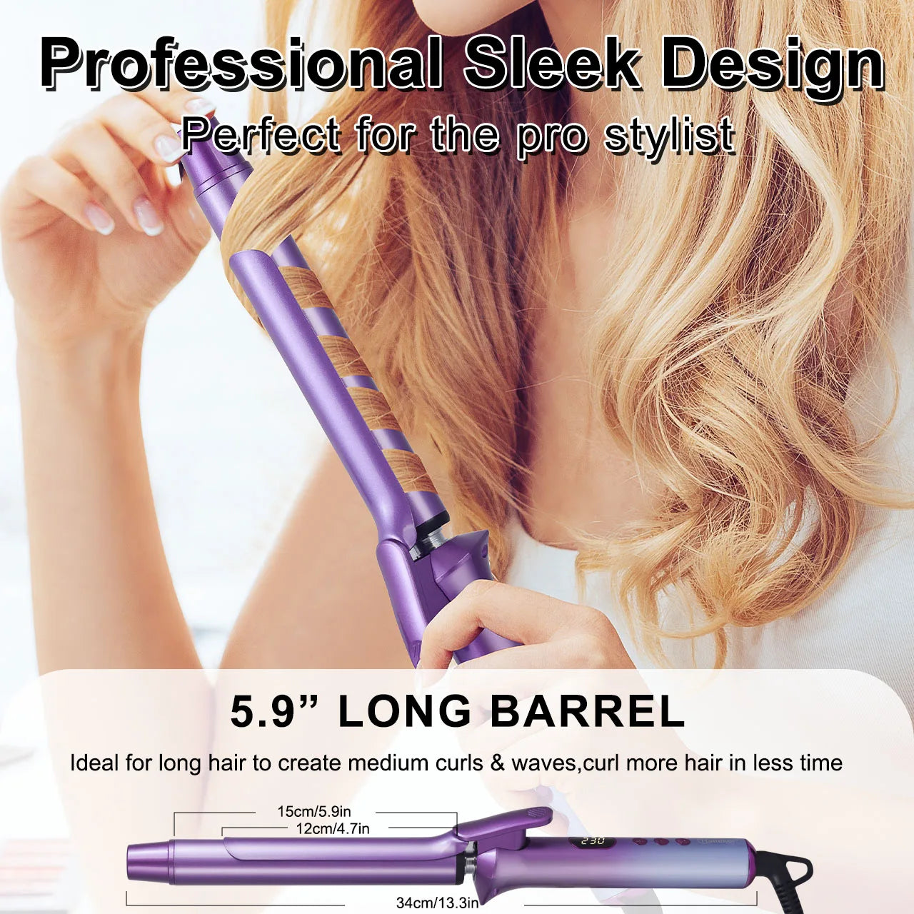 Hatteker 25mm Hair Curler Large Volume Negative Ion Electricperm for Bangs Durable Styling Tool Non-Damaging to Hair US