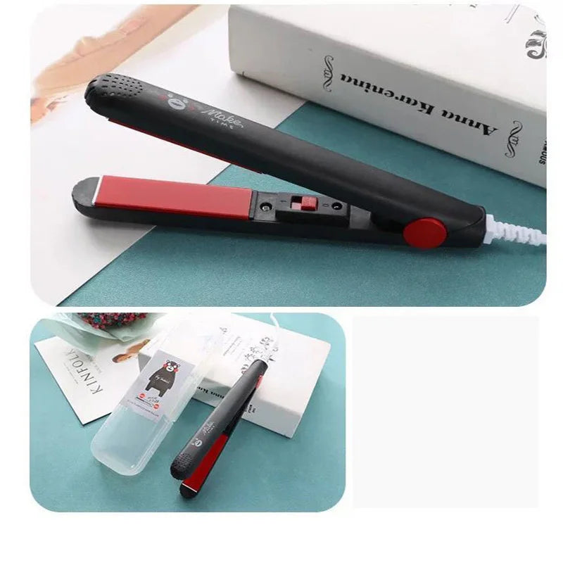 Hair Straightener Flat Iron 2 in 1 Mini Bangs Hair Straightener Beauty Flat Iron Heating Curler Ceramic Tourmaline Plate