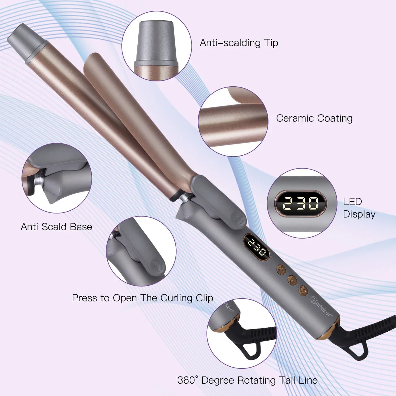 Hatteker 25mm Hair Curler Large Volume Negative Ion Electricperm for Bangs Durable Styling Tool Non-Damaging to Hair US