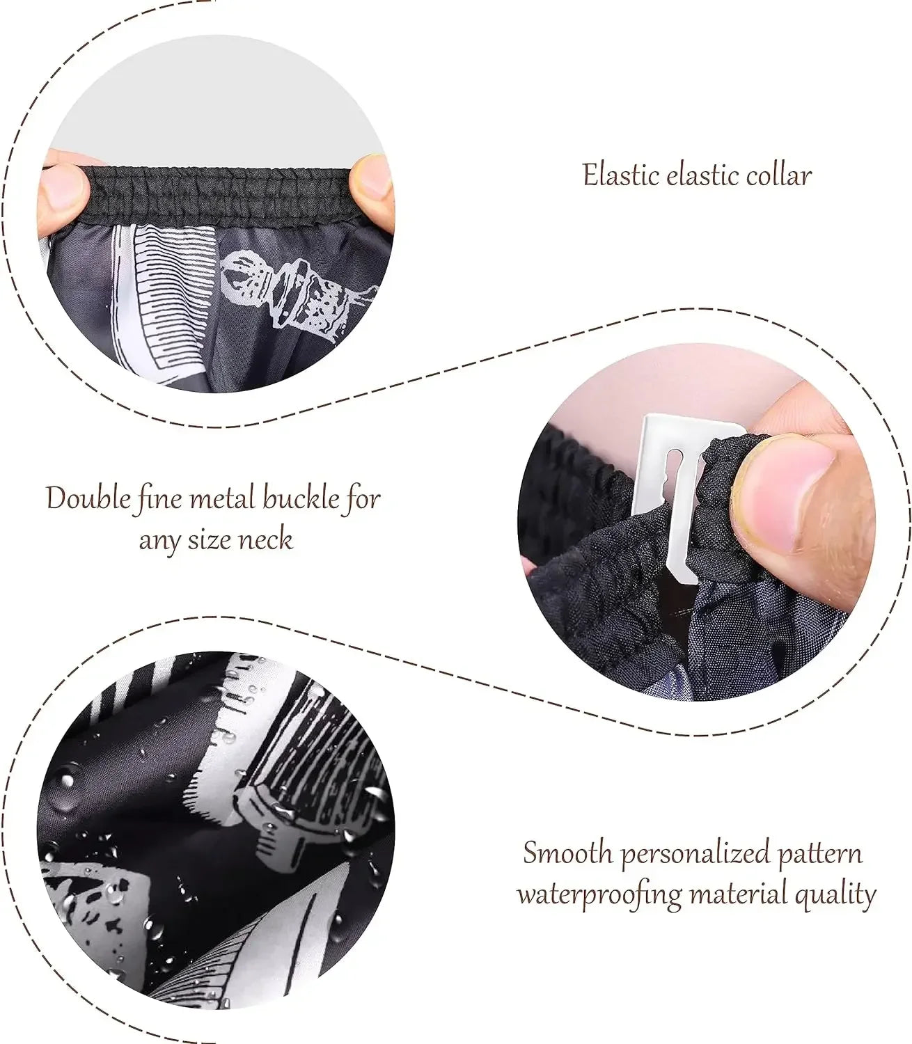 WANMEI Salon Barber Cloak Set Barber Stylist Cloak with Adjustable Buckle Neck Dust Removal Brush and Comb Barber Shop Tool