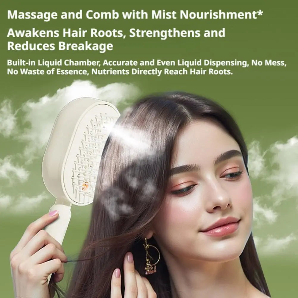 Electric Essential Oil Spray Air Cushion Massage Comb 3-in-1 Rechargeable Steam Hair Brush Anti-Tangle Frizzy Air Cushion Comb