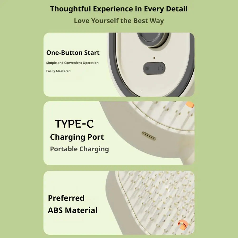 Electric Essential Oil Spray Air Cushion Massage Comb 3-in-1 Rechargeable Steam Hair Brush Anti-Tangle Frizzy Air Cushion Comb