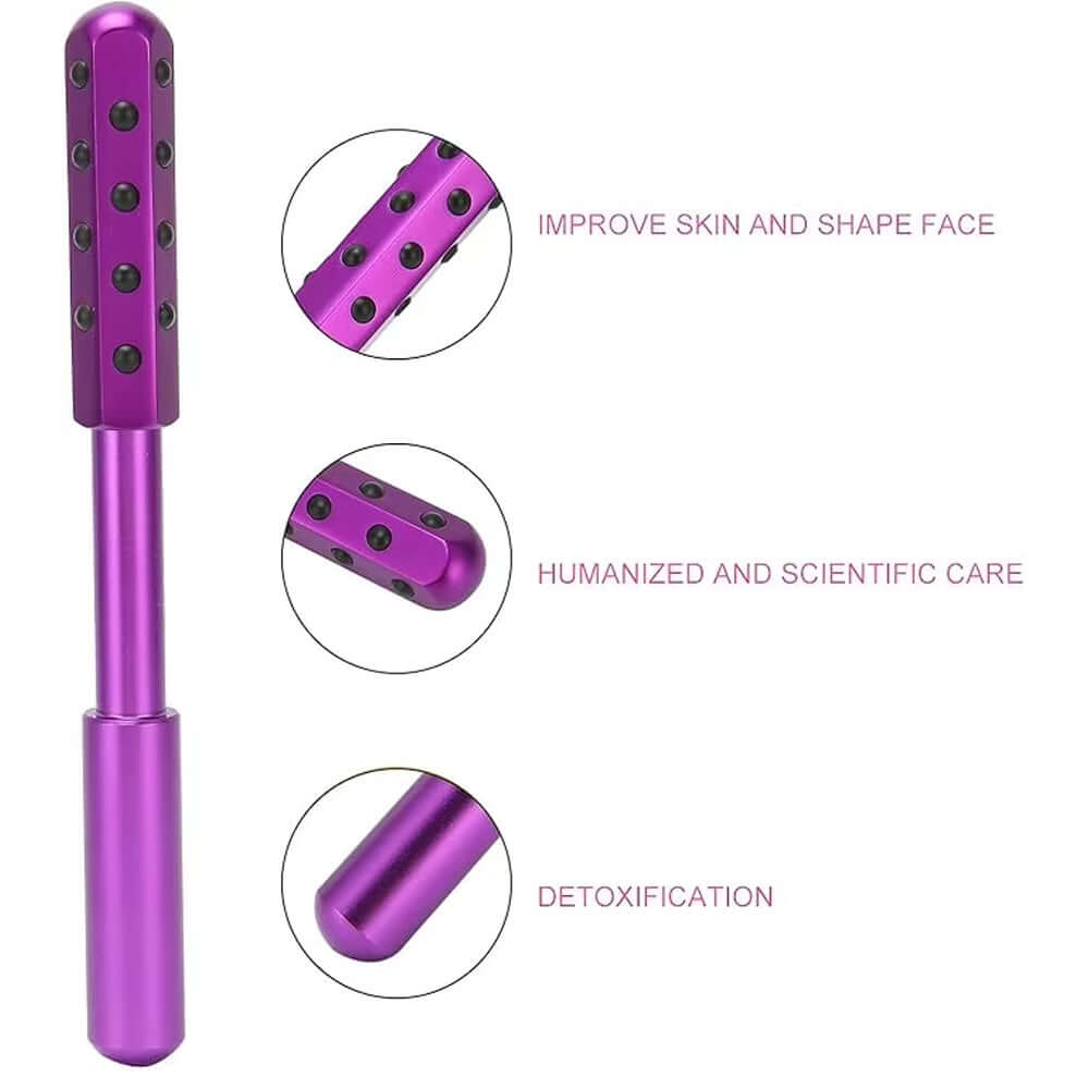 30 Germanium Beauty Stick Massage in use on facial skin, highlighting its massaging stones functionality.